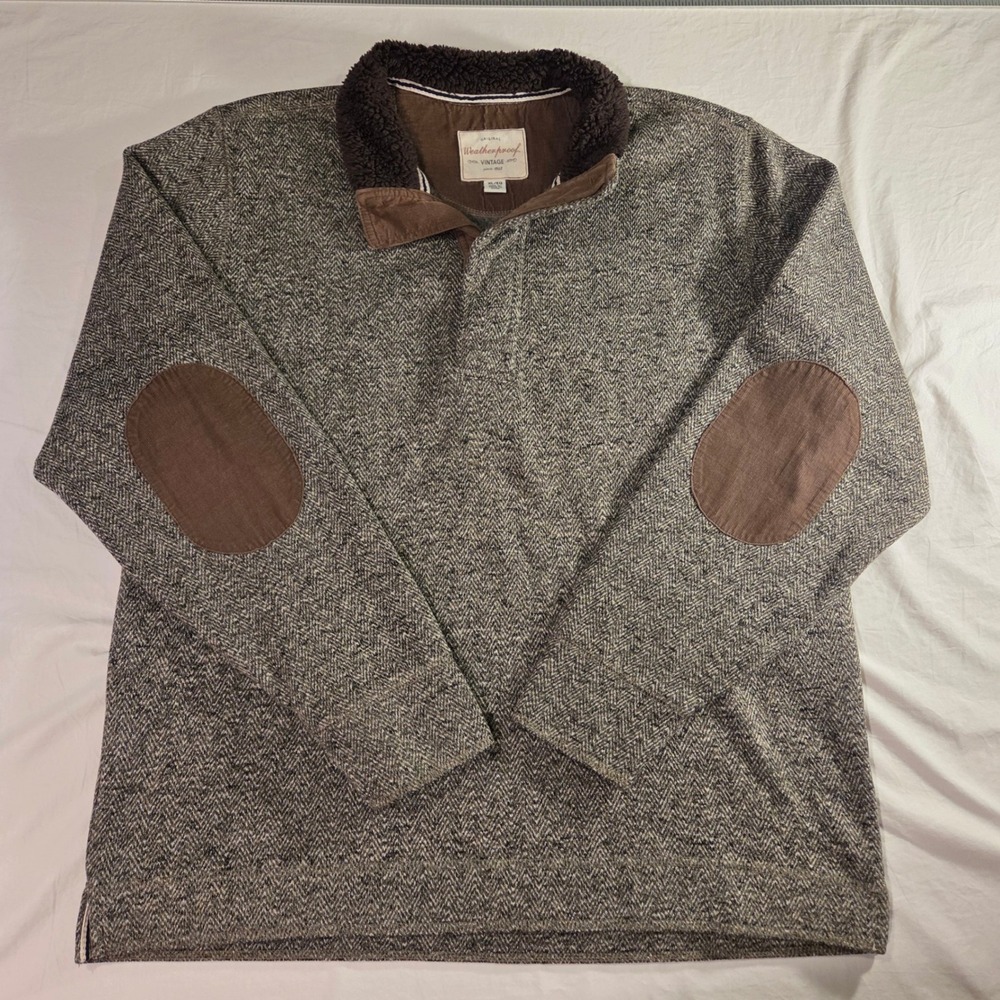 Original Weatherproof Vintage Men's Pullover Sweater Elbow Patches Size XL Brown